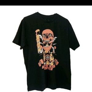 Death Wish Coffee Artist Series T-Shirt Large Andreea Dumuta Skull Flame Biker